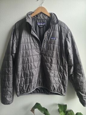 Patagonia Primaloft Gray Quilted Half-Zip Pullover Jacket